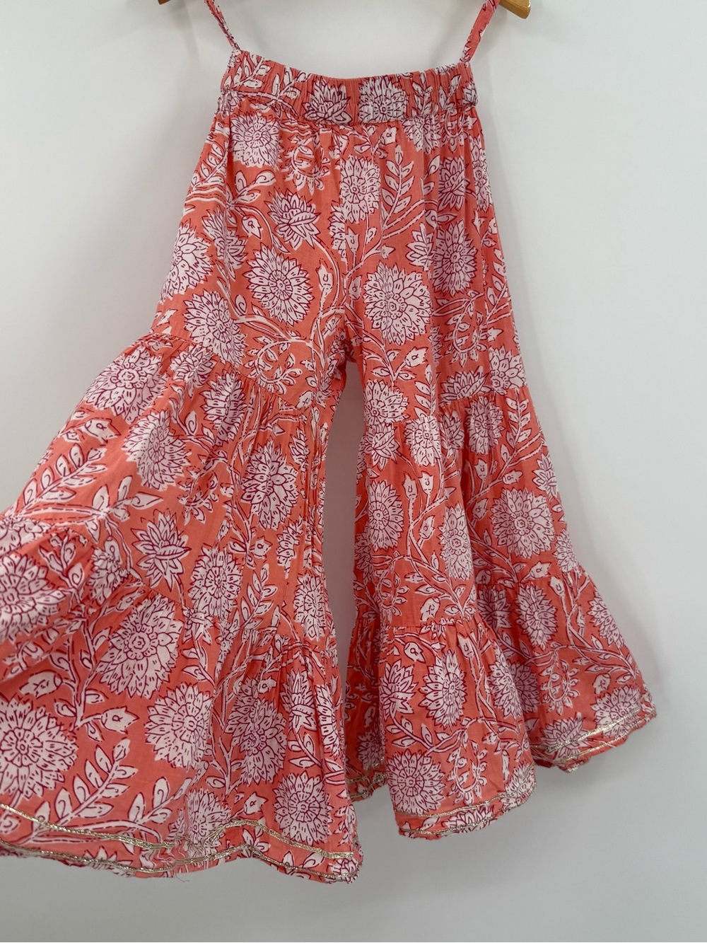 Girl’s Floral Print Wide Leg Palazzo Pants | Coral | 4-5Y